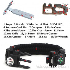 LED Light Outdoor Survival Camo Paracord Bracelet Flint Fire Starter Compass NEW (Rainbow Camo)